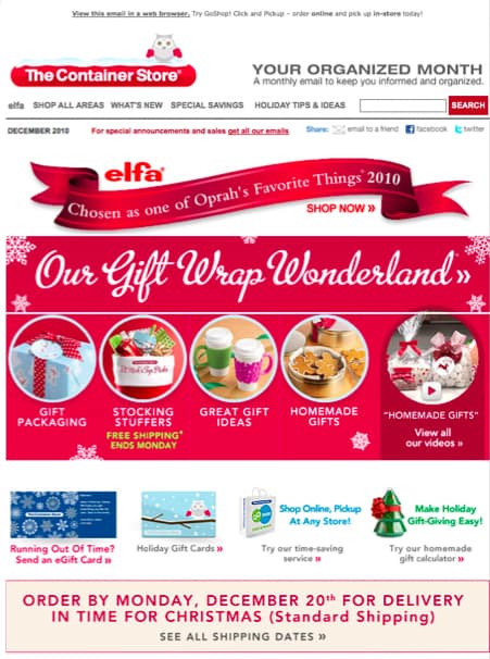 The container store holiday email