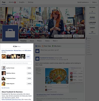 Facebook Page info now in left hand column